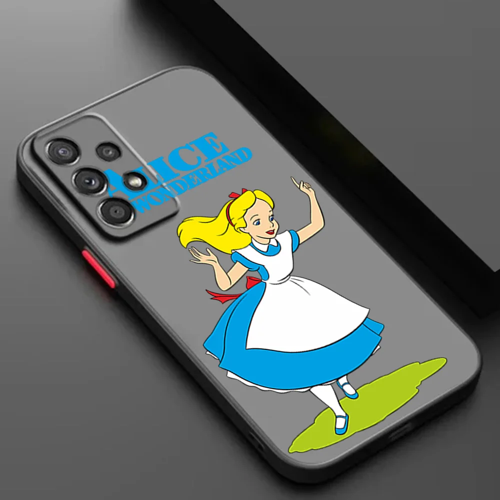 حافظة لهاتف سامسونج A25 A72 A73 A23 A24 A32 A33 A34 A35 A52 A53 A54 A55 A56 A36 أليس في بلاد العجائب غطاء أسود شفاف