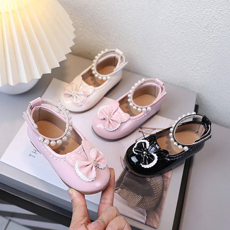 Spring Autumn New Girls Princess Leather Shoes Cute Children's Flats Lolita Dress Versatile Kid Fashion Causal Shoes Ankle-strap