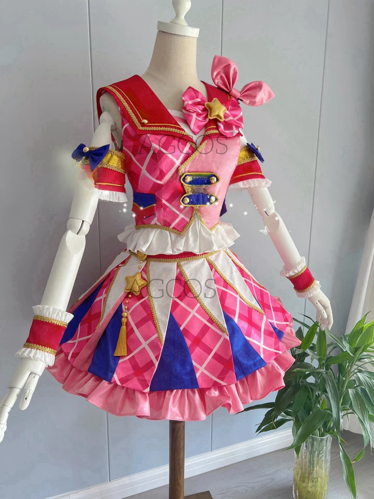 AGCOS Customized Aikatsu！Akari Ozora Cosplay Costume Christmas Roleplay Uniforms Dress Akari Ozora Costumes Cosplay