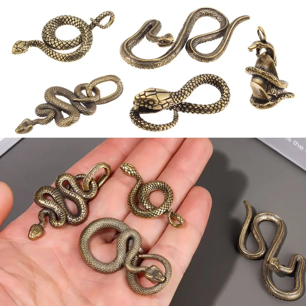 8 Styles Brass Metal Handmade Multitool Key Ring Tool Snake Shape Keychain Cobra Animal Keyring Hand Bag Pendant