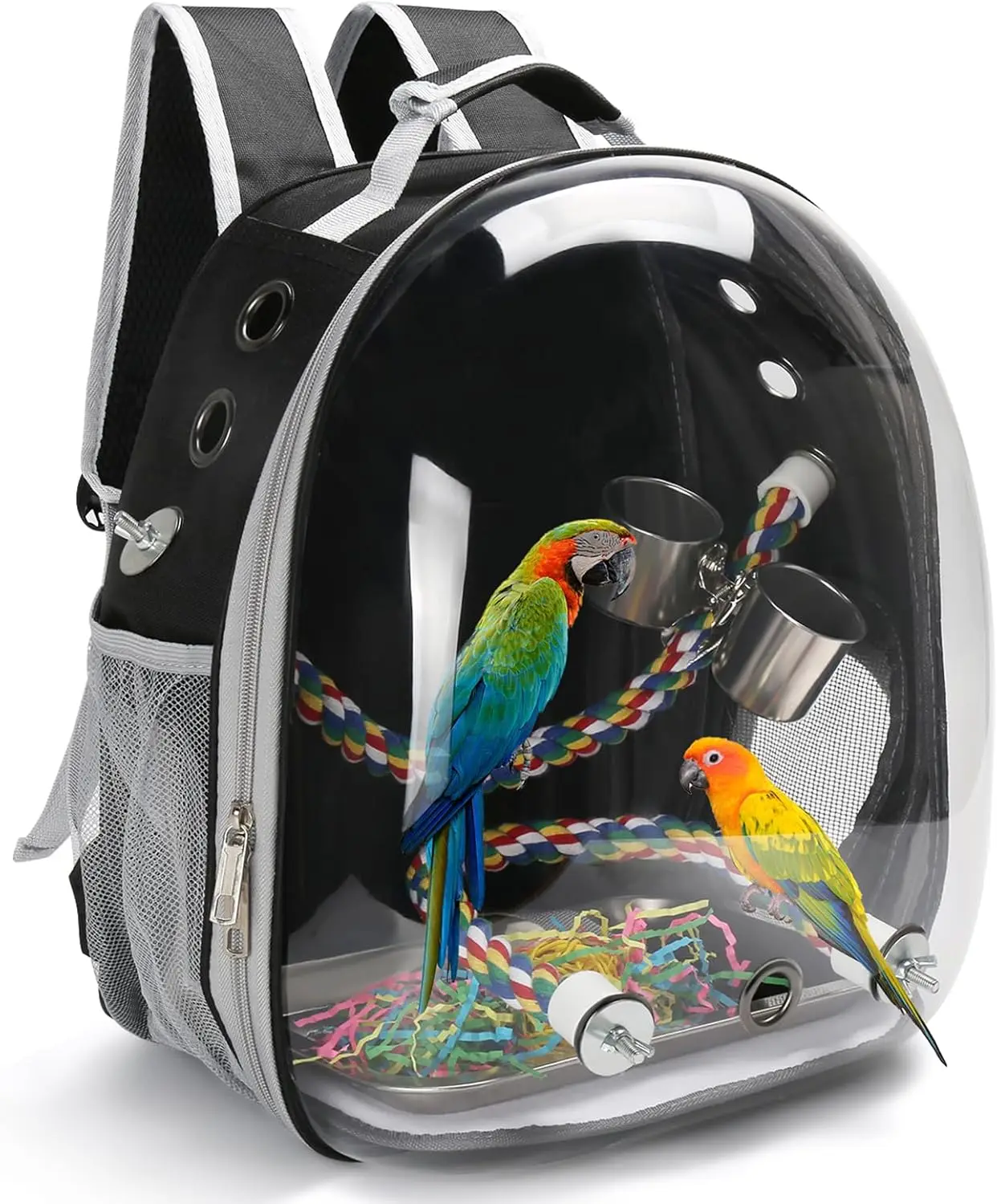 

Bird Travel Backpack Carrier, Bird Cage for Small Medium Size Parakeet Budgies Cockatiel, Space Capsule Clear Bubble Window with