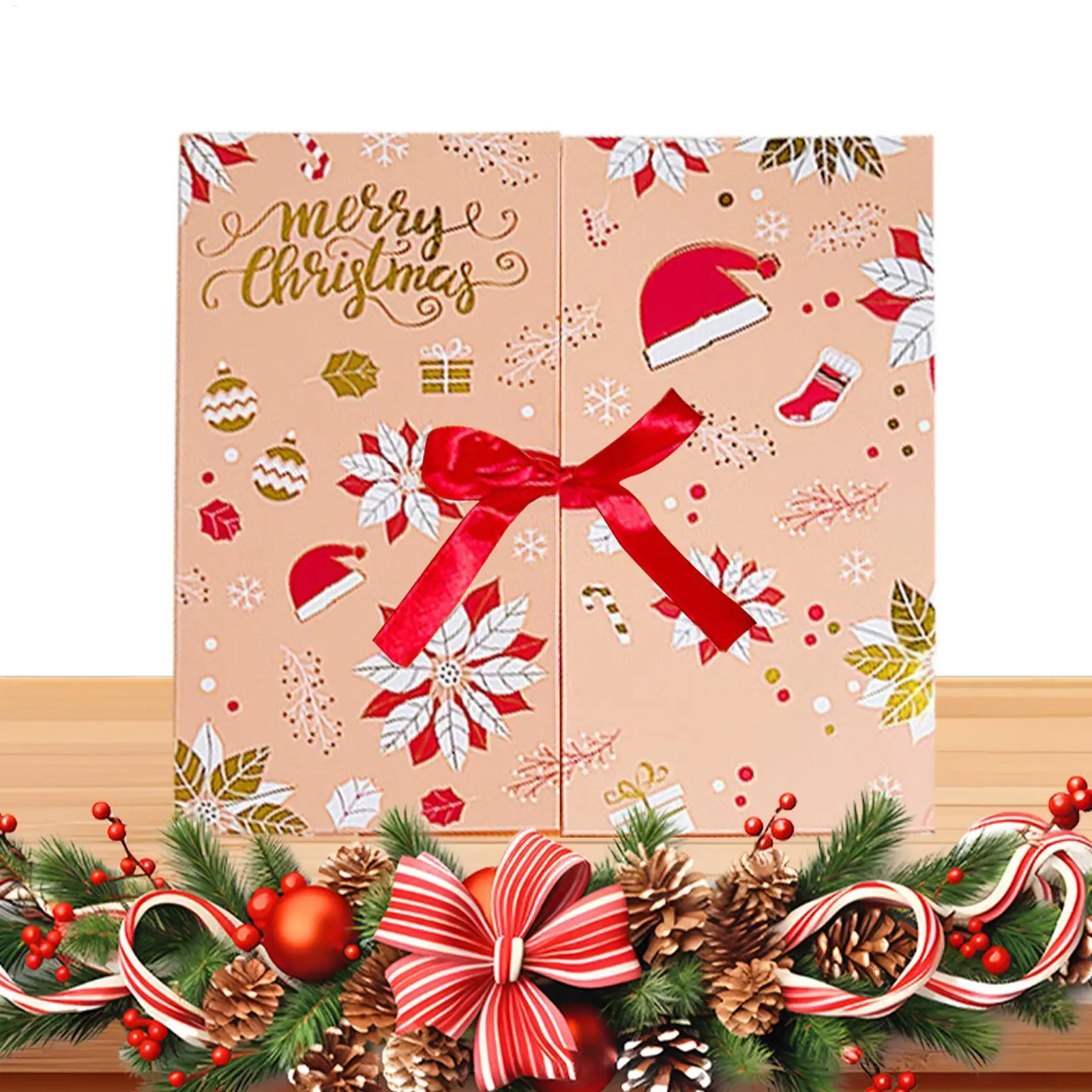 Weihnachts-Countdown-Kalenderbox, 24 Tage, saisonale Verzierung, leere Countdown-Papierboxen, leere Box zum Befüllen von Weihnachtsgeschenken, Etui