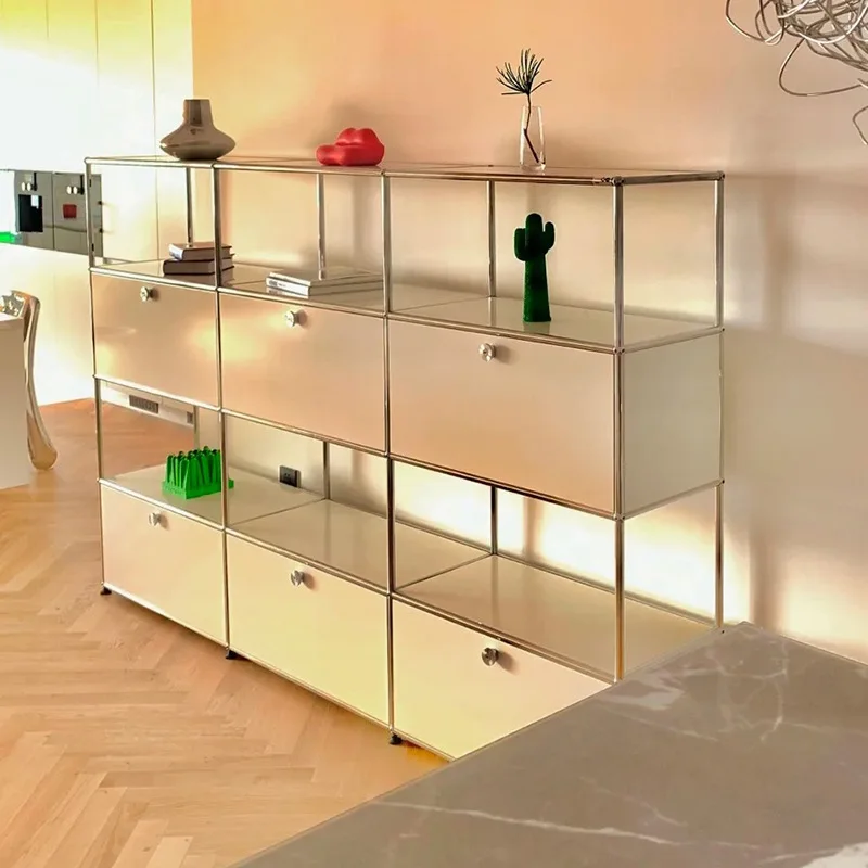 Medieval stainless steel module combination cabinet Internet celebrity Medieval minimalist side cabinet