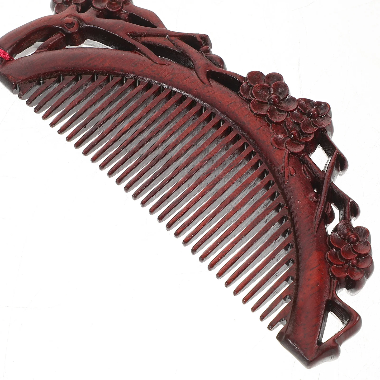 مشط صغير منحوت بزهر البرقوق من خشب الصندل، مشط خشبي مضاد للكهرباء الساكنة لتدليك الشعر، ملحقات سلسلة مفاتيح جيب محمولة للنساء #4