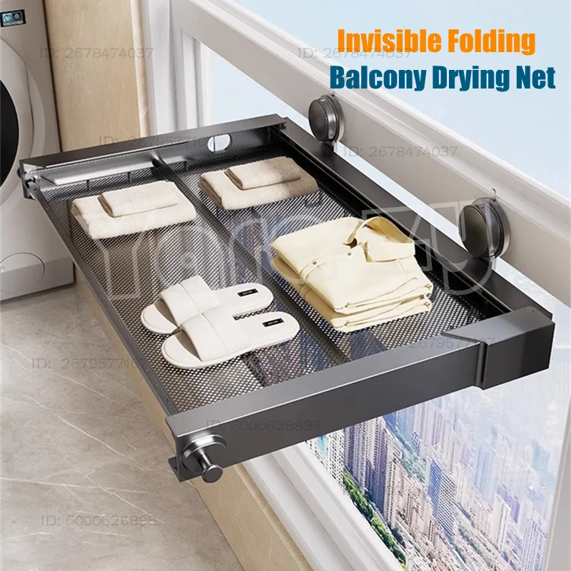 Balcony Drying Racks Foldable Multifunctional Stainless Steel Sock Drying Shelf Window Retractable Drying Clothes And Shoes Rack