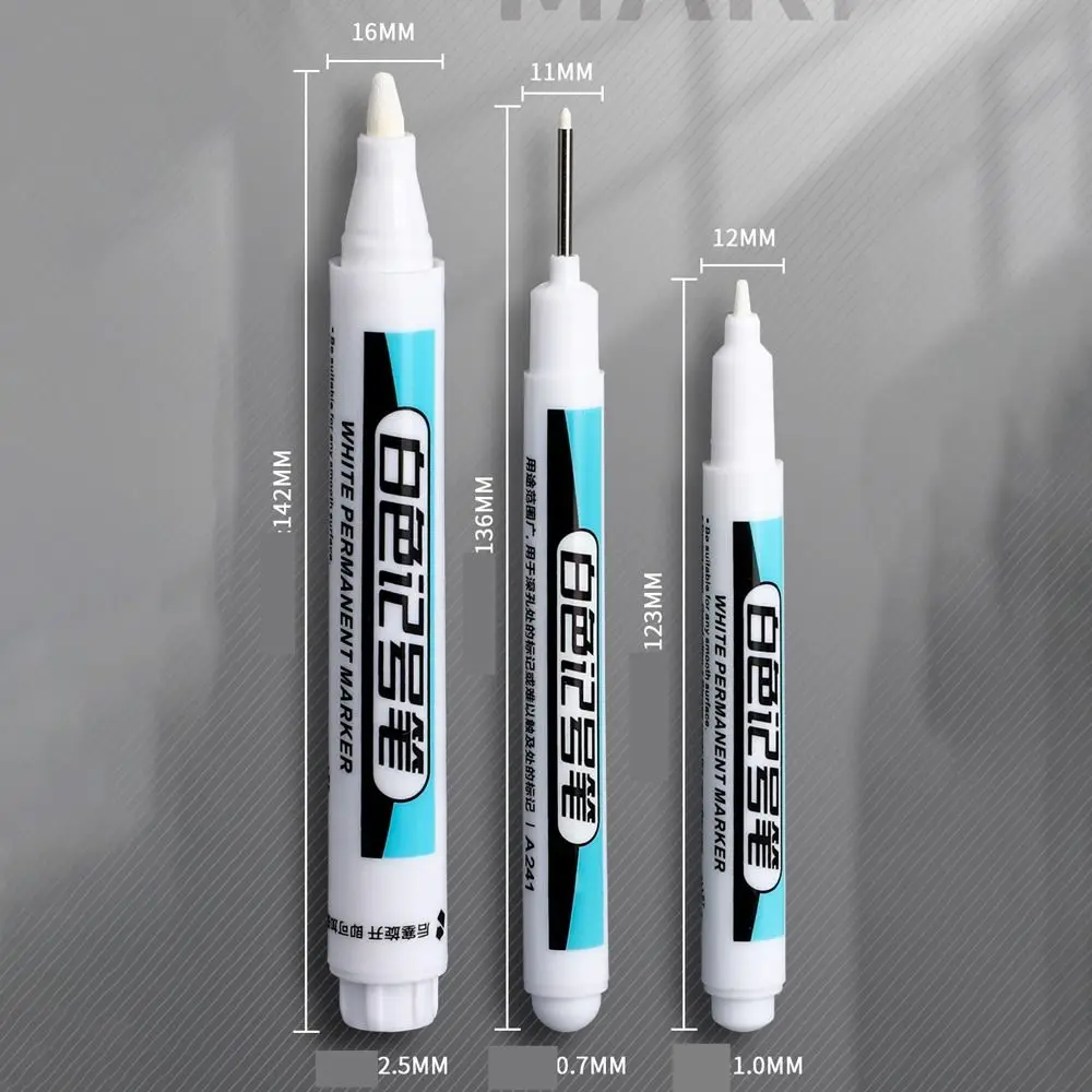 0.7mm/1.0mm/.2.5mm White Permanent Paint Pen Waterproof Smooth Writing White Marker Pens Not Easy To Fade Not Dirty Hands