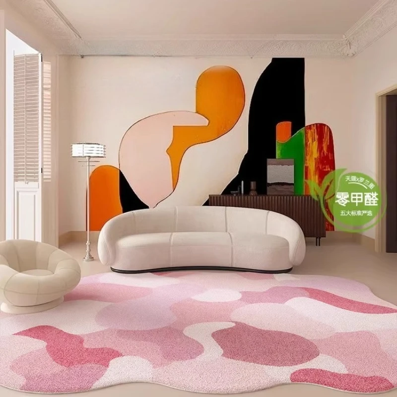 

Color Dopamine Bedroom Decor Carpet Light Luxury Carpets for Living Room Fluffy Soft Irregular Rug Home Thick Plush Floor Mat