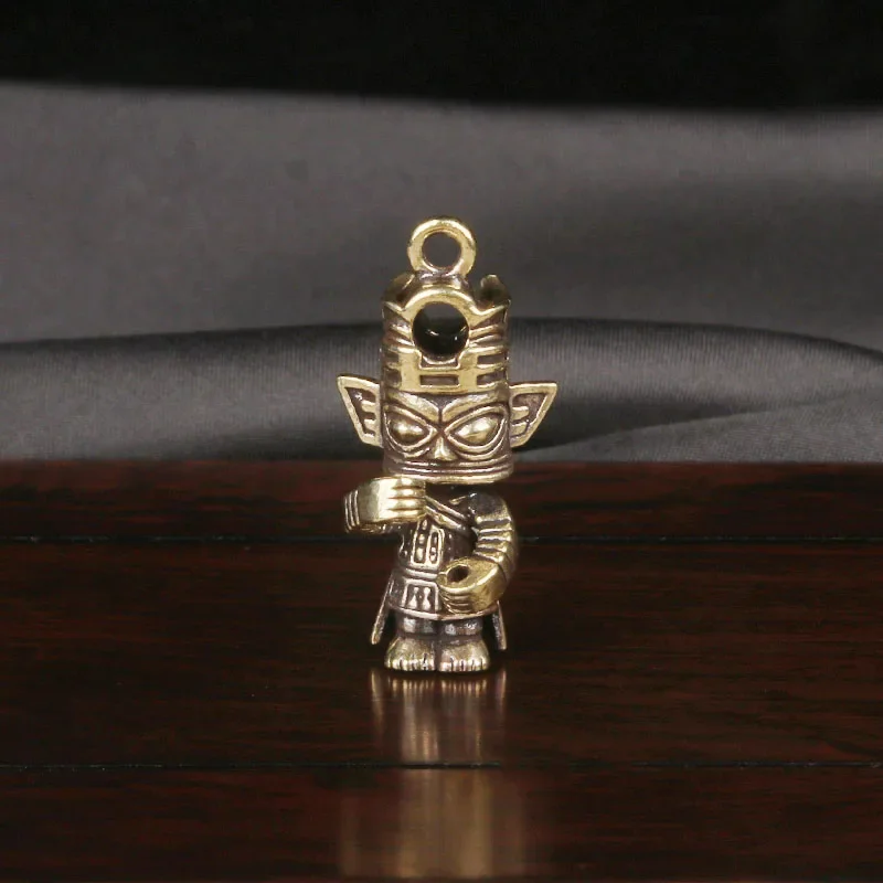 Retro Brass Ancient Shu Sanxingdui Keychain Pendant Handicraft Hanging Decoration Praye Home Decorationr And Cultural Toys