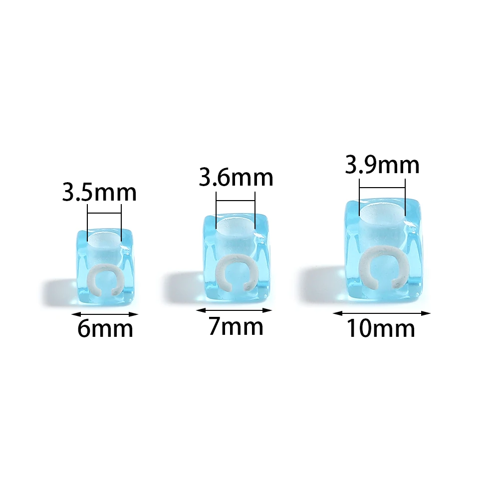 100pcs/lot 6 7 10mm Acrylic Letter Beads Mixed Square Big Hole Loose Beads For Jewelry Making DIY Bracelets Necklace Accessories