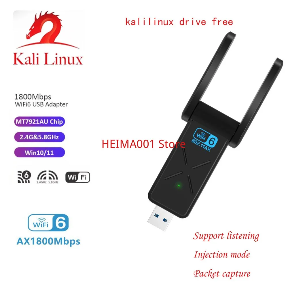 

AX1800M WiFi6 Dual-band Gigabit Wireless Card Using 7921AU Chipset 2.4G/5G WiFi Adapter for Kali Linux Aircrack-ng