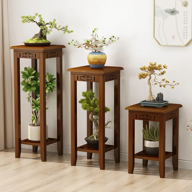 Flower Rack Indoor Household Living Room Floor-to-ceiling Stool Chinese Multi-layer Hanging Orchid Antique Flower Rack Potted