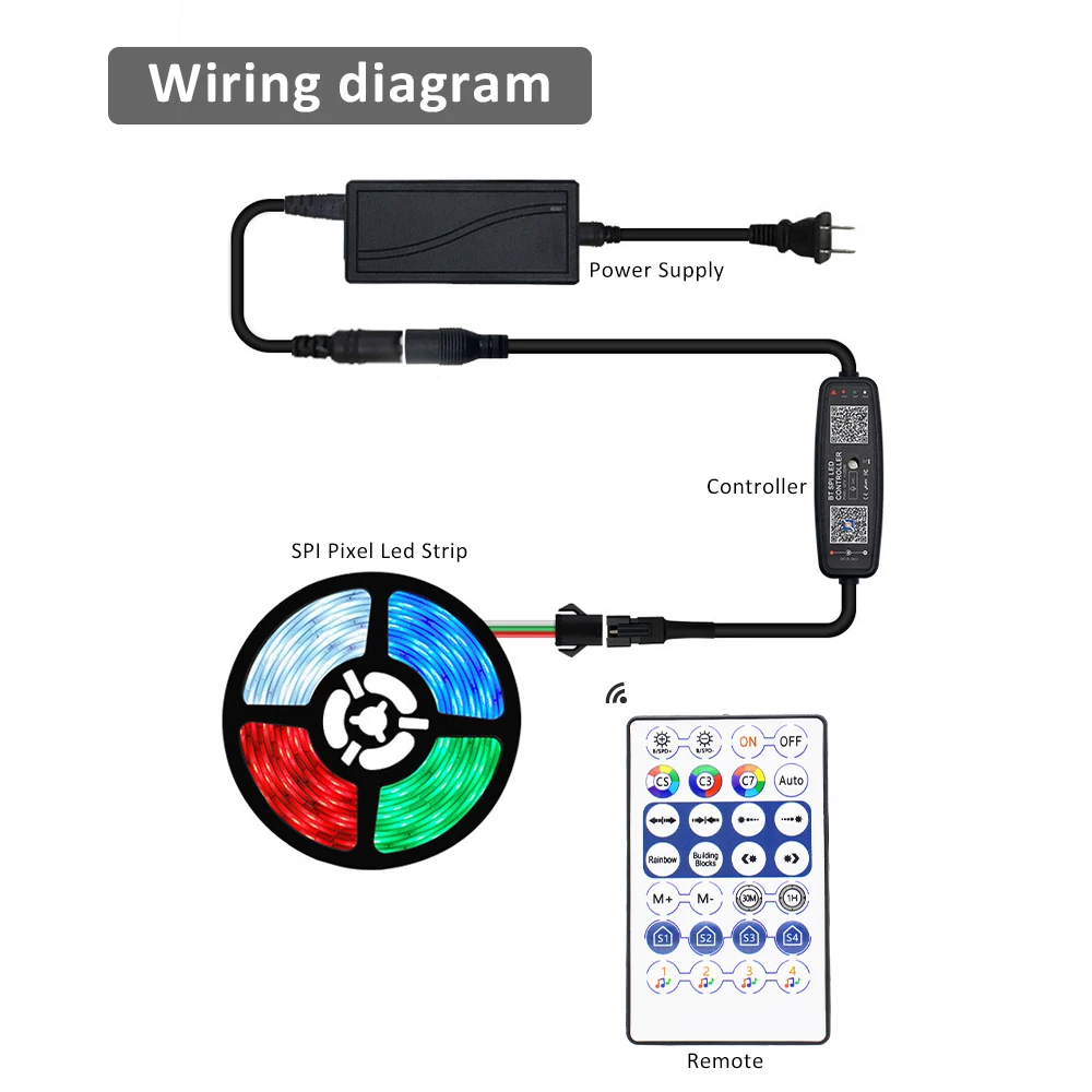 12V RGB LED Music Controller 5V 24V DC indirizzabile LED Strip SPI USB Bluetooth Pixel telecomando WS2812B SK6812 WS2811 IC