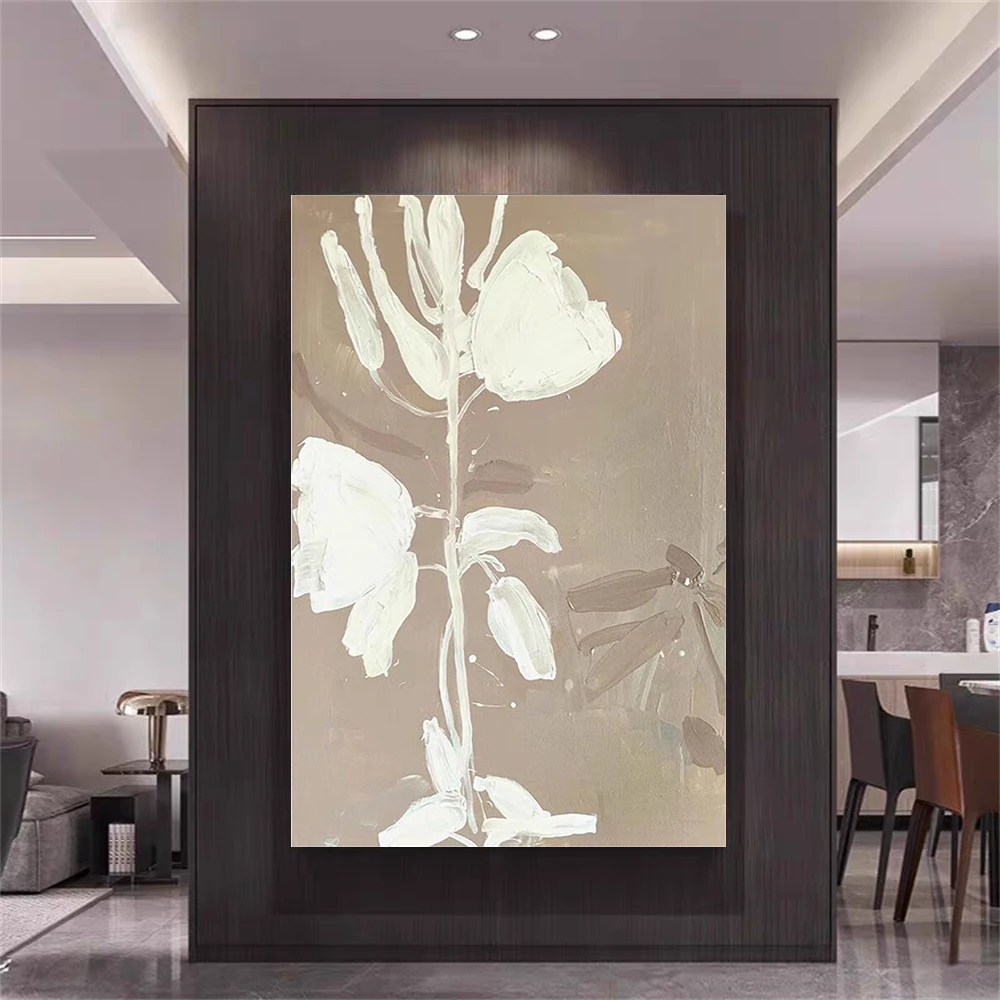 Hand Painted Abstract Flower Landscape Oil Painting on Canvas Modern Pastoral Decor Art Wall Picture Living Room large wall trim