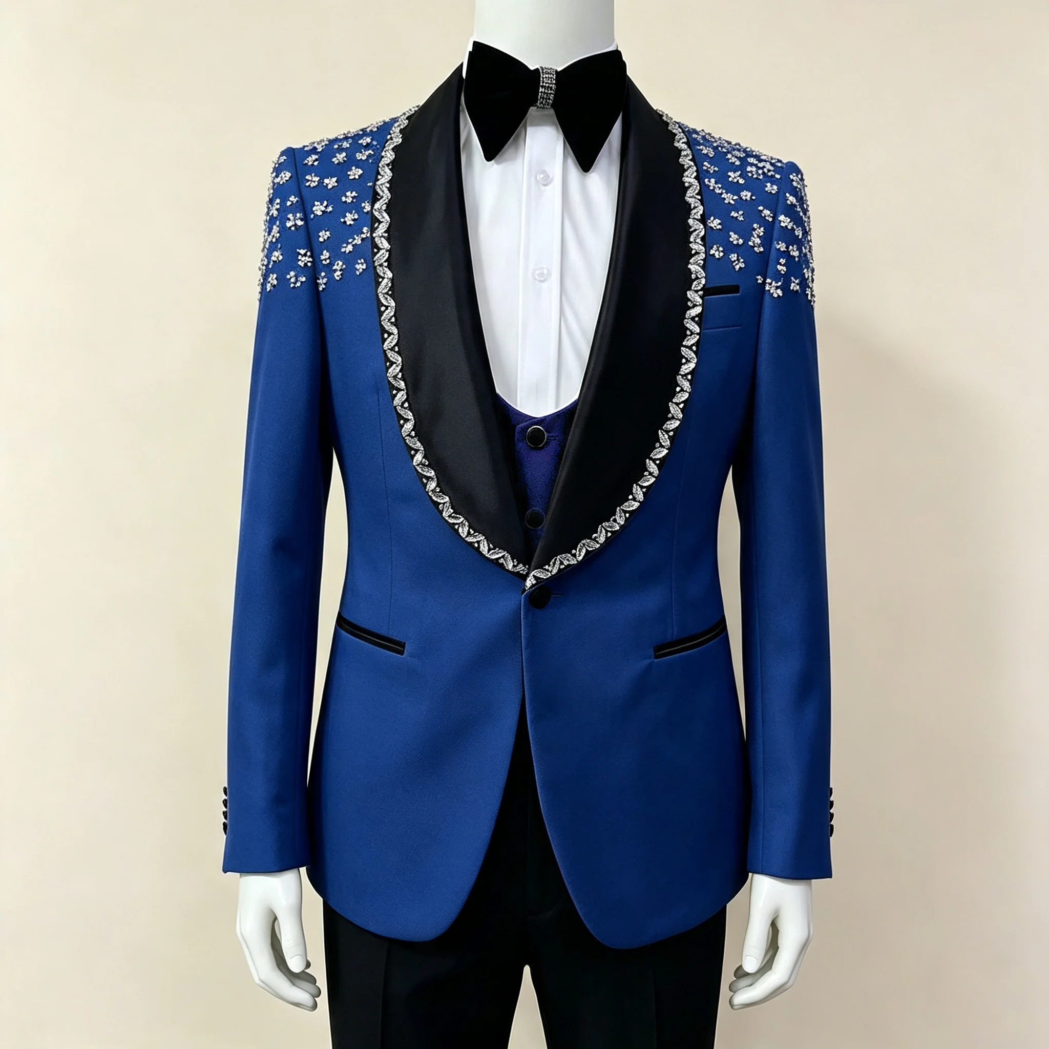 Mens Grooming Kit Luxury - Luxury Diamond Beaded Men's Suit Slim