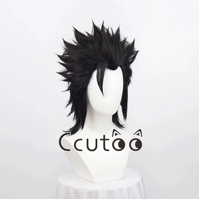 

zizi 2025 Final Fantasy FF7 Zack Fair Косплей Парики Короткие черные зачесанные назад Термостойкие синтетические волосы + шапочка для парика