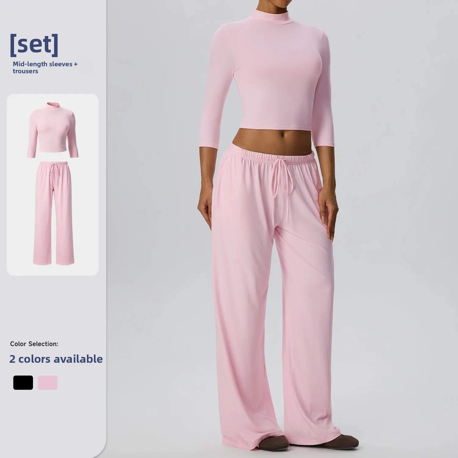 Women Yoga Set Elastic Skin-friendly Breathable breathable seven quarter Sleeve Top Long Pants Casual Sports Workout Yoga Outfit