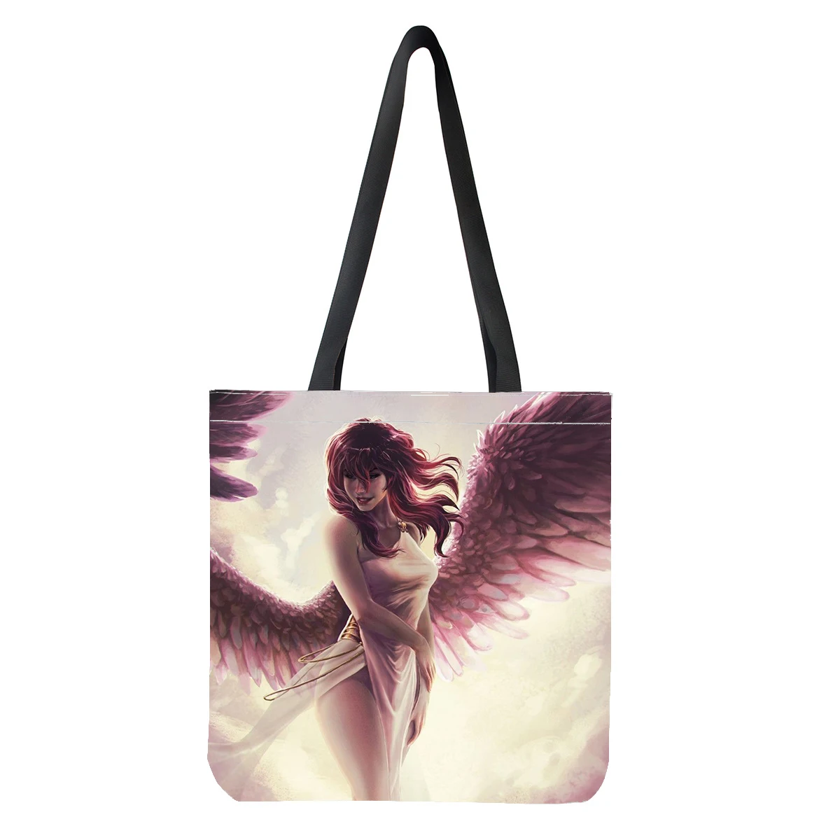 Ladies Handbags Western Angel Pattern Canvas Tote Bag Large Capacity Shopping Travel Women Eco Reusable Shoulder Shopper Bags