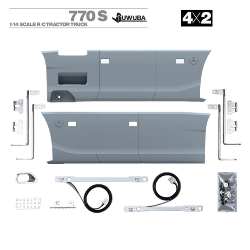 JUWUBA 770S 4X2 LED Side Skirt Baffle for 1/14 Tamiya RC Dump Truck SCANIA 770S 4X2 Car Upgrade Accessories