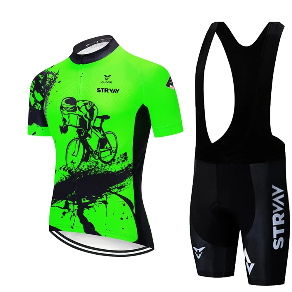 

New 2023 Strvav Cycling Jersey Set Men's Cycling Clothing Road Bike Shirts Suit Bicycle Bib Shorts MTB Wear Maillot Culotte