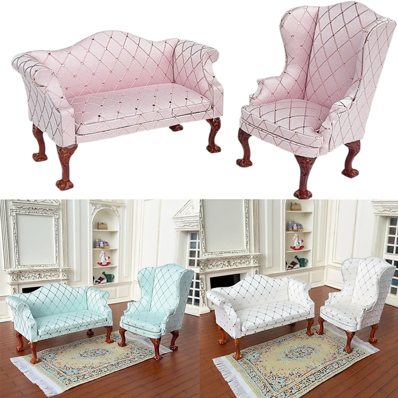 

1/12 Dollhouse Sofa Lounge Chair Simulation Mini Armchair Sofa Model Dolls House Living Room Furniture Scene Decor Ornament
