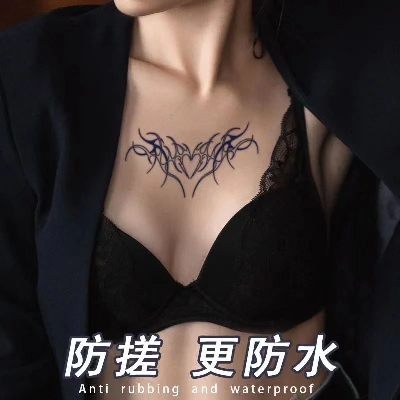 Herb Juice Ink Tattoo Sticker Heart Totem Thigh Back Chest Premium Feel Fake Tattoo Cool Art Tattoo Female