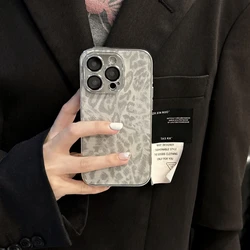 Luxury Electroplated Edge Leopard Print Phone Case For iPhone 11 12 13 14 15 16 Pro Max 16 Plus Business Soft TPU Back Cover