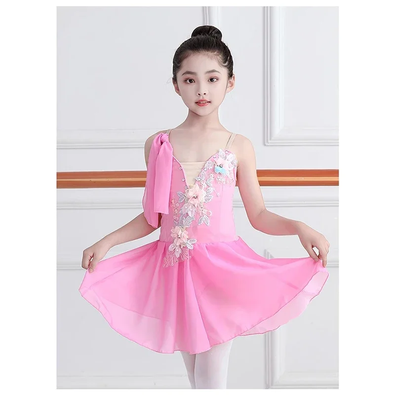 

Children Ballet Dress Girls Pink Blue White Chiffon Classical Leotard Ballet Dress For Kids Modern Dance Chinese Sling Dress