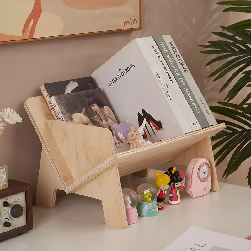 Desk storage rack Wood bookshelf