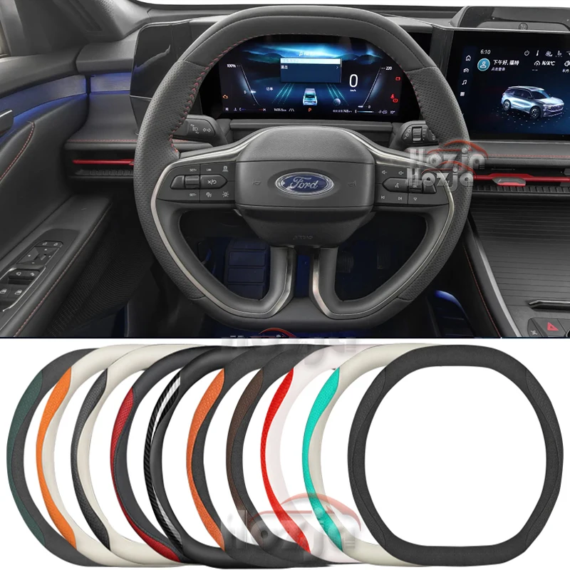 

Leather Car Steering Wheel Cover for Ford Edge 2025 Non-slip Car-styling Auto Accessories