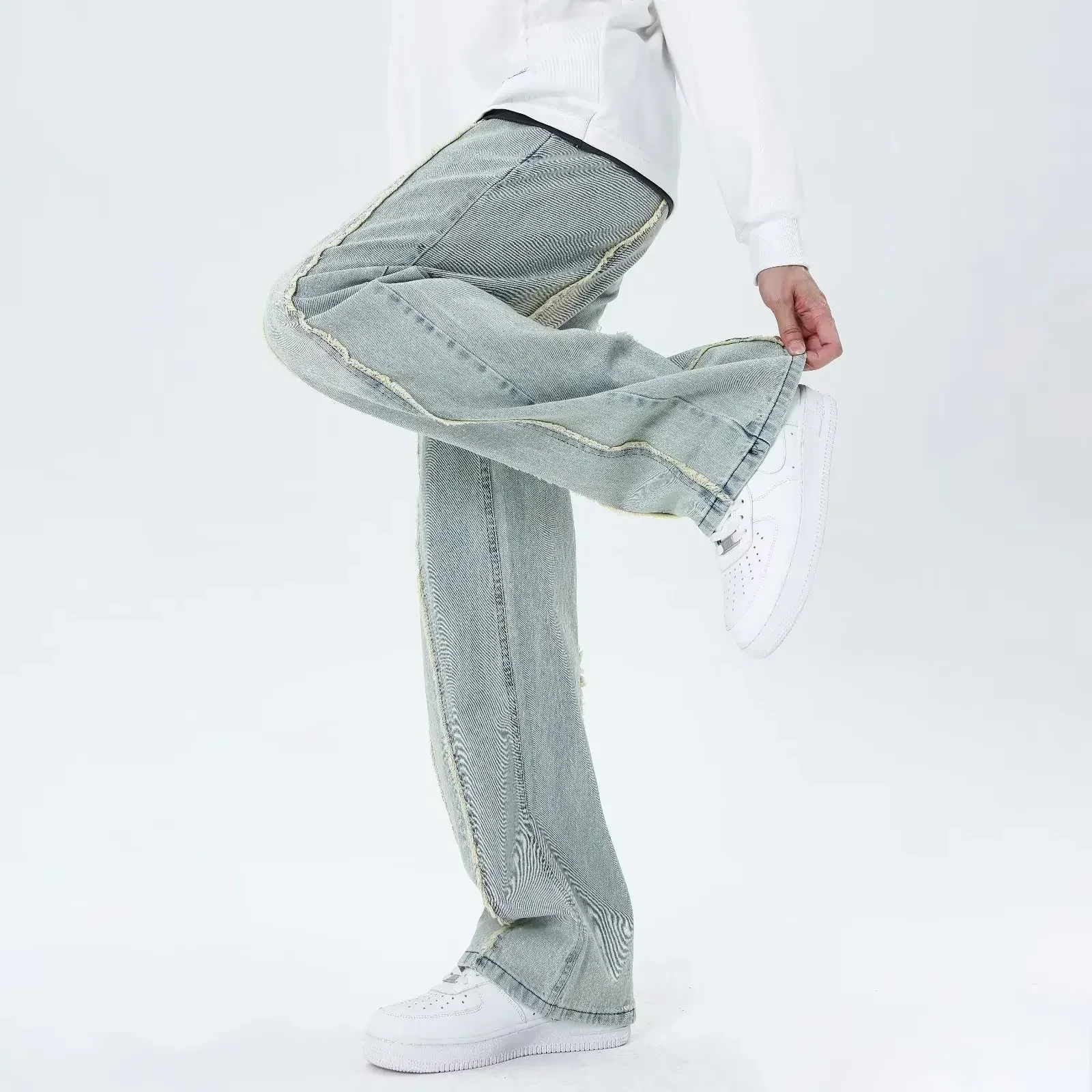 2023 Y2K Streetwear Elastic Waist Baggy Jeans Pants Men Clothing Sweatpants Male Drawstring Vintage Denim Trousers Ropa Hombre