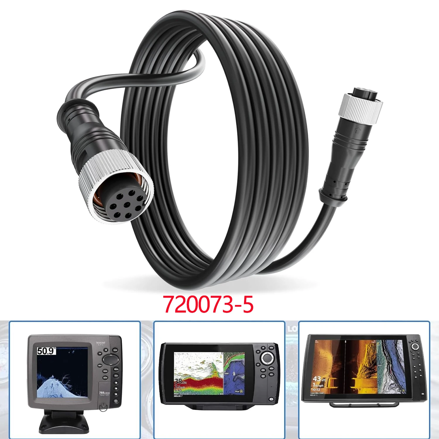 720073-5 AS EC 5E Ethernet Cable Extension, Fit for Humminbird of Helix 15/12/10/9/8/ 7, Apex, Onix, Models (Black 15 Feet)