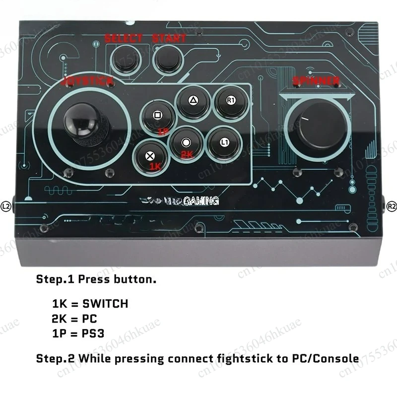 Arcade Joystick with Rotary Spinner Retro Gaming Controller for PC Retro GamePlaying Mini Fighting Joystick for PS4/PS5/PC