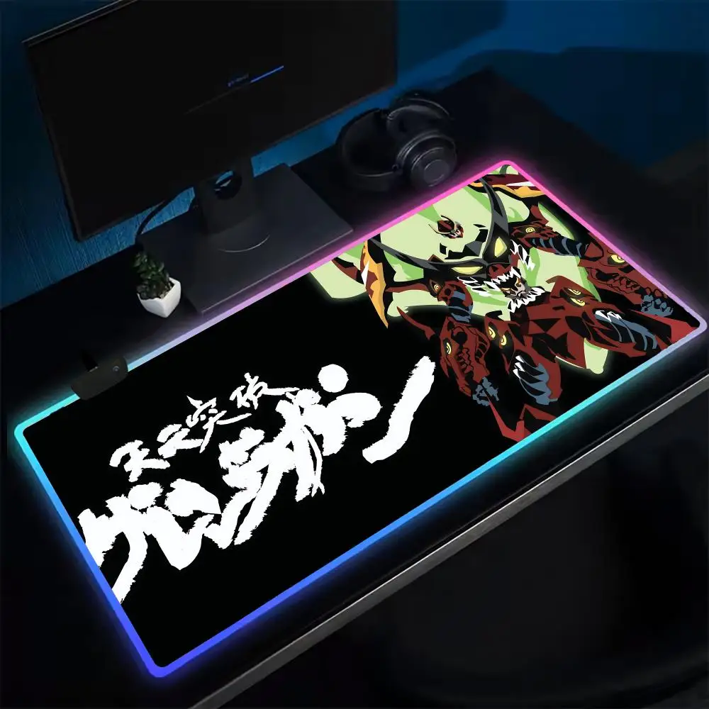

Коврик для мыши Super Gurren Lagann, игровой коврик для мыши в стиле аниме, светодиодные настольные коврики с подсветкой, резиновые настольные коврики XXL RGB