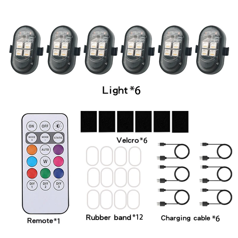 RGB Led Auto Strobe Lights Motorcycle LED Flash Positie Draadloos Licht Vliegtuigen Vliegtuig Helikopter Waarschuwingslichten Accessoires