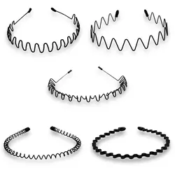 Unisex Schwarz Elastisch Rutschfest Einfache Metall Stirnbänder Für Männer Frauen Welliges Haarband Frühling Haar Hoop Mode Haar Zubehör