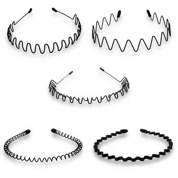 Unisex zwarte elastische antislip eenvoudige metalen hoofdbanden voor mannen vrouwen golvende haarband lente haar hoepel mode haaraccessoires