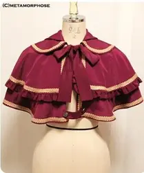 Victorian Dickens Steampunk Cloak Costume Victorian Gothic Lolita Cloak Steampunk Collar Capelet Women Short Red Cape