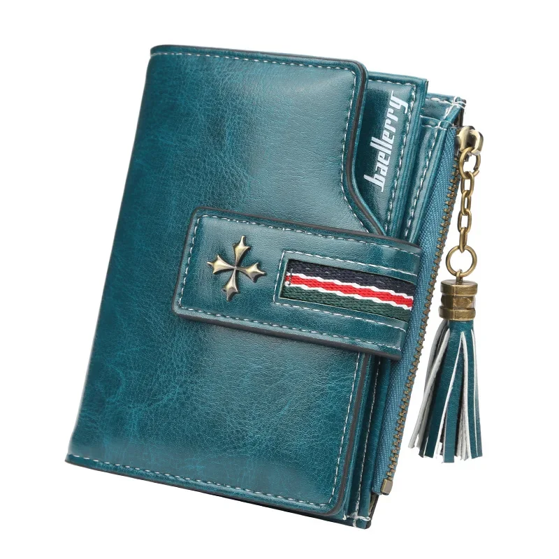 Bifold korte olie wax kaart portemonnee damesmode hoge kwaliteit portemonnees stijlvolle kaarthouder portemonnee dames vintage lederen portefeuilles