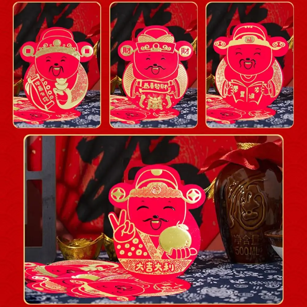 8 teile/satz Chinesischen Stil Roten Umschlag Papier Gott des Reichtums Glück Geld Tasche Cartoon Segen Hongbao Frühling Festival Umschläge