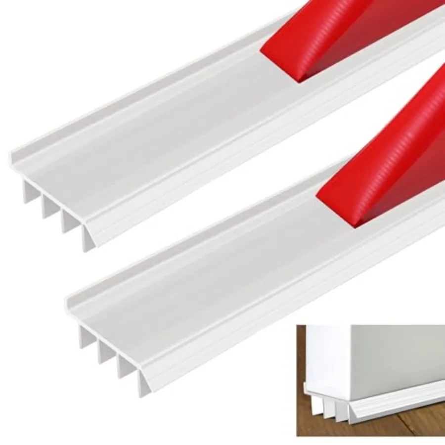 

2 Pcs Vinyl Door Bottom with Self Adhesive Tape Adjustable Weatherstrip Under Door Bottom Seal with Drip Cap Fits Gaps from 1/'