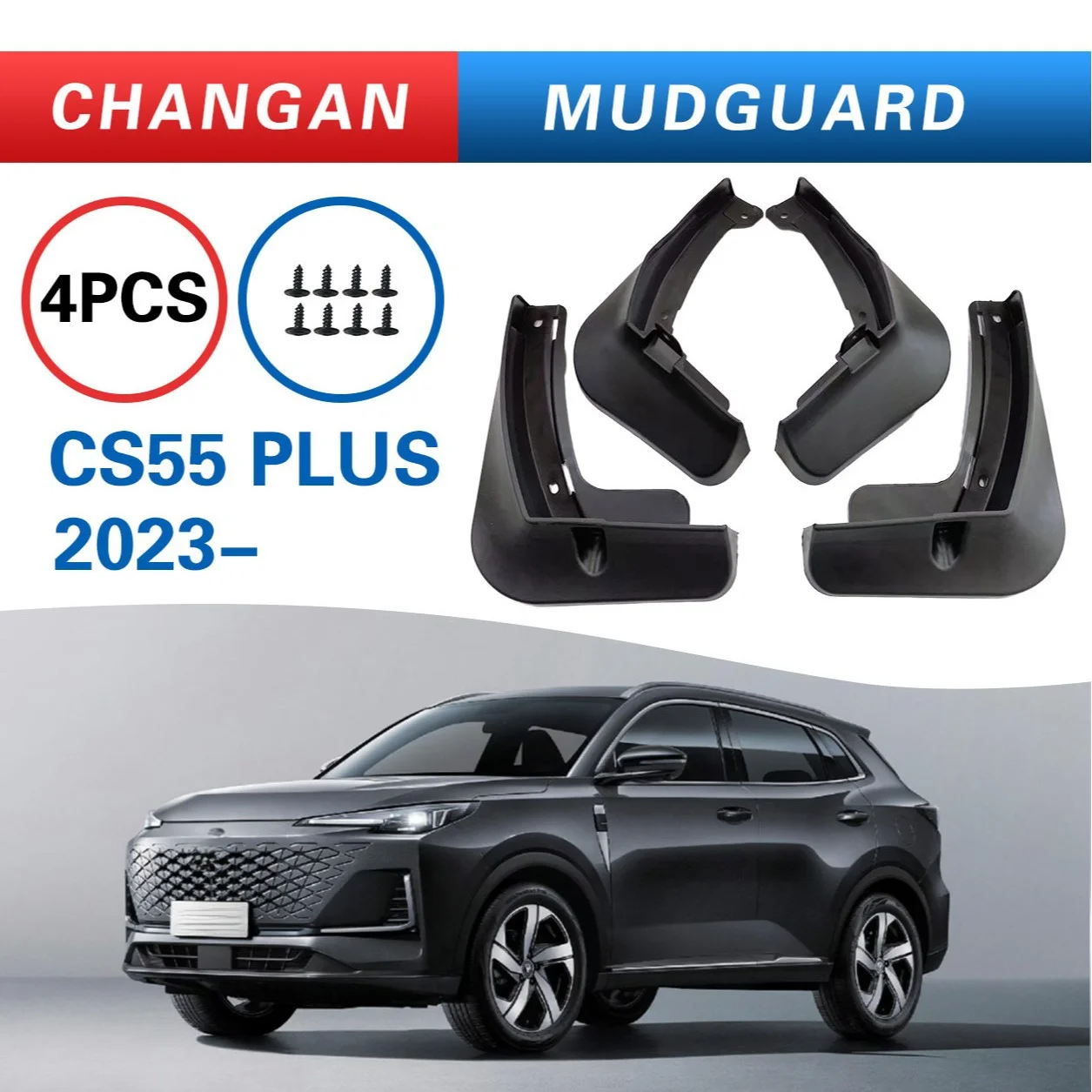 

4pcs PP Black Front Rear Mudguards Fender for CS55 Plus 2023 Mud Flaps Mudflaps Splash Guards Mud Flap