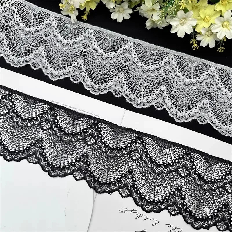 (1 yards/roll) African fabric lace high quality 2024 soft stretch trim DIY dress skirt home textile decoration elastic band