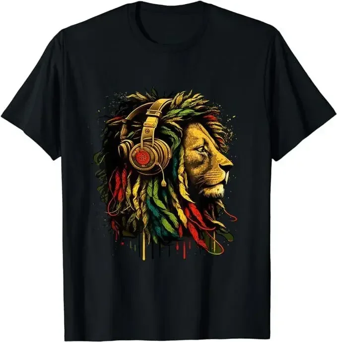 Rasta Reggae Lion Of Judah Jamaican Music Rastafari One Love T-Shirt Size heavyweight Round Collar Outfits funny vintage graphic