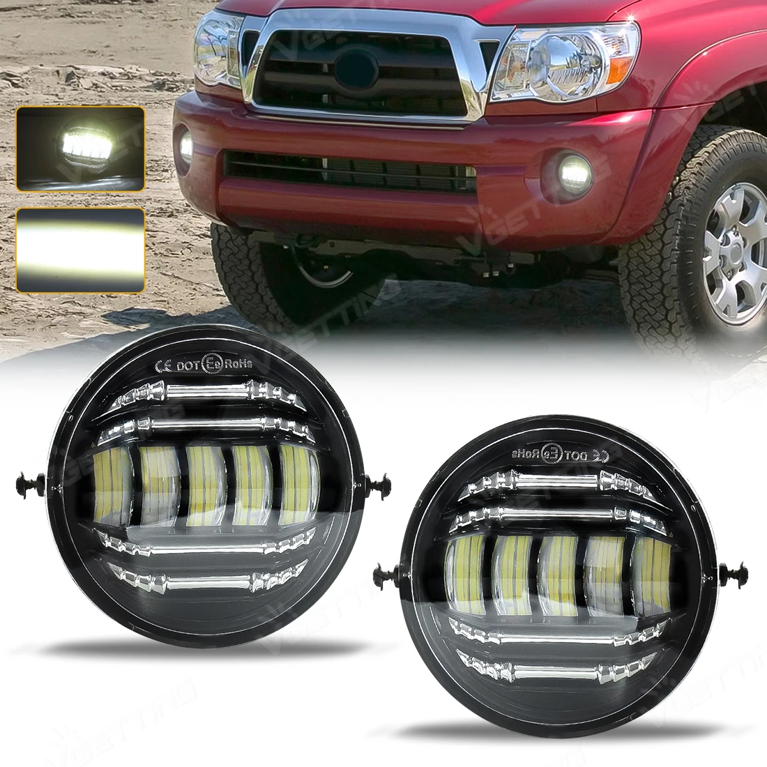 

Светодиодные противотуманные фары для Toyota Tacoma Tundra Sequoia 2005-2015, дневные ходовые огни DRL, передние противотуманные фары с эффектом «ангельские глазки», 1 пара, 12В