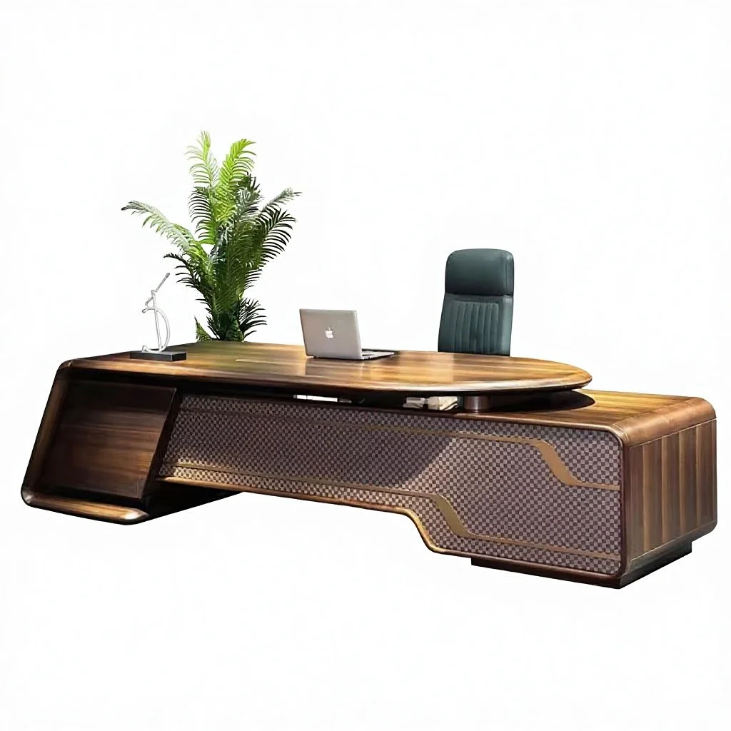 cl-Modern Luxury Executive Chairman Writing Table Set Made of Wood Panel-for Factory Office Use*