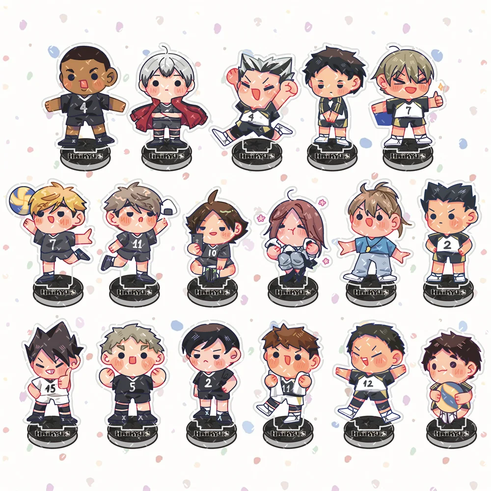 Haikyuu!! 10cm Sports Jersey Chibi Acrylic Stand Figure Anime Keychain Tabletop Decor Collectible Ornament Gift for Manga Fans