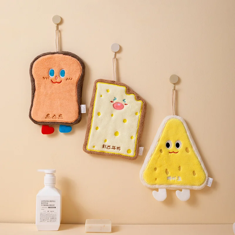 New Creative Cartoon Hand Towel Series Kawaii Panda Dessert Sloth Shaped Hand Towel in Bathroom Kitchen Cute Room Wall Decor