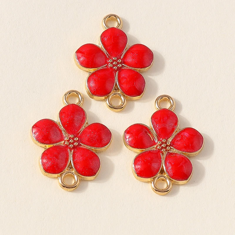20 Stück modische, bunte Emaille-Blumen-Anhänger, Verbinder für die Schmuckherstellung, DIY-Halsketten, Armbänder, handgefertigtes Kunsthandwerk, Zubehör – Detail 3
