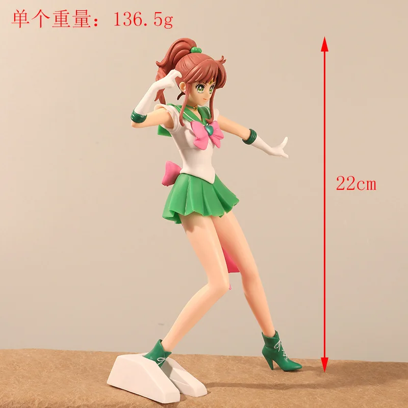 22CM Sailor Moon Anime Figure Hino Rei Mizuno Ami Sailor Mars Mercury Decor Ornaments Pvc Action Figurine Model ToyS Gift