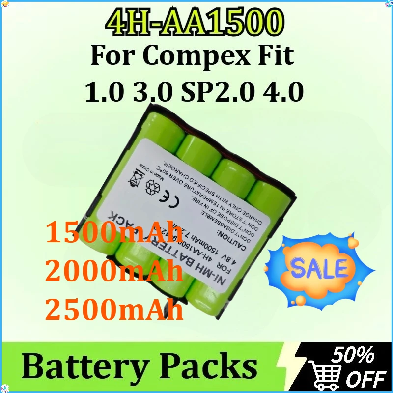 

New 4H-AA1500 Battery Packs for Compex Fit 1.0 3.0 SP2.0 4.0 Newly upgraded High-Capacity Battery 1500mAh/2000mAh/2500mAh